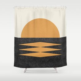 Sunset Geometric Midcentury style Shower Curtain