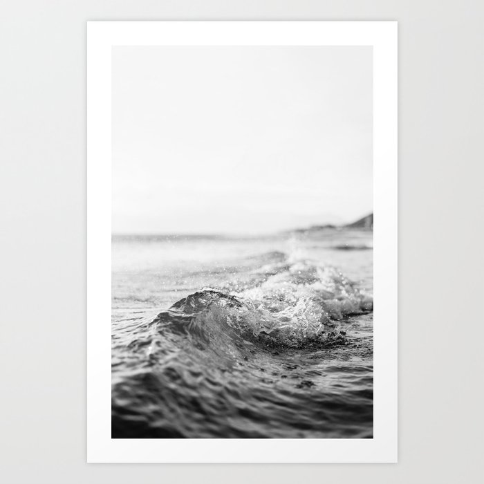 OCEAN WAVES Black and White Art Print