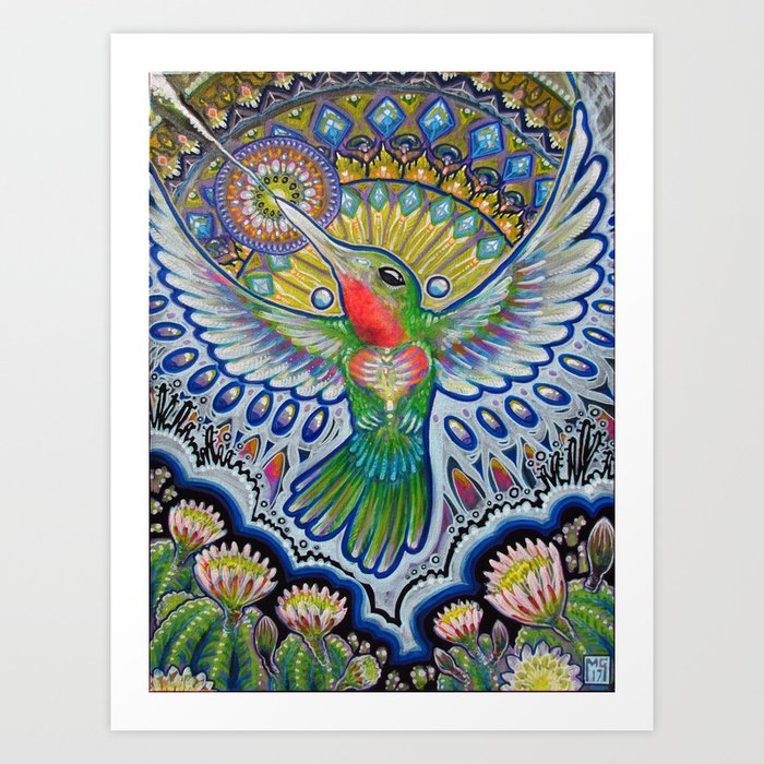 Hummingbird & Cactus - Beija Flor III Art Print