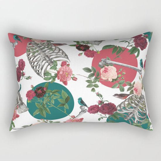 Skull Rose and Polka Dot Rectangular Pillow
