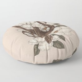 Snake and Magnolias Floor Pillow