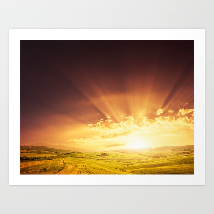 pienza landscape in val d'orcia - italy Art Print