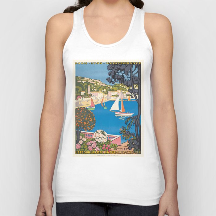 1926 FRANCE Summer On The Cote D'Azur Travel Poster Tank Top