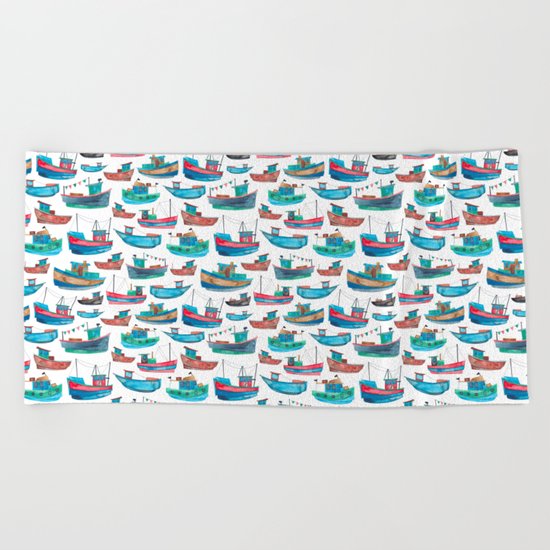 Fishing Boats Beach Towel