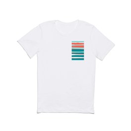 Colorful Stripes, Coral, Teal and Aqua T Shirt