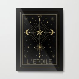 L'Etoile or The Star Tarot Gold Metal Print | Wicca, Esoteric, Moon, Anartaday, Shaman, Haoliday, Cafelab, Geometric, Curated, Graphicdesign 