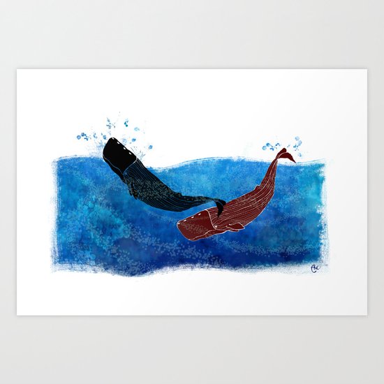 Selk'nam Whales Art Print