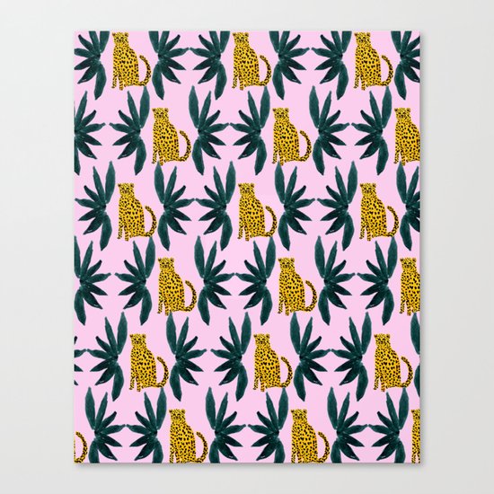 Cheetah and Leaves Canvas Print