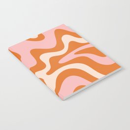 Liquid Swirl Retro Abstract Pattern in Orange Pink Cream Notebook