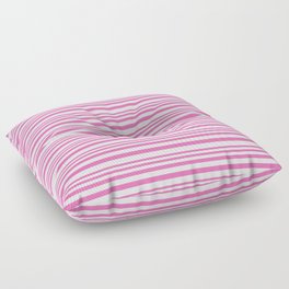 [ Thumbnail: Hot Pink and White Colored Lined/Striped Pattern Floor Pillow ]