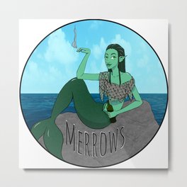 Merrows (Color) Metal Print | Fishing, Cigarettes, Fish, Typography, Merrow, Mermaid, Booze, Graphicdesign, Digital, Girl 