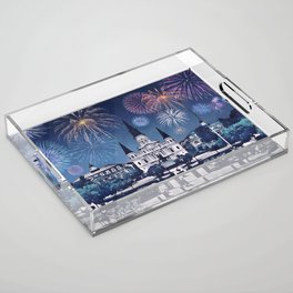 New Orleans Fireworks Iconic Cityscape Acrylic Tray