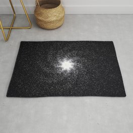Galaxy with white star dust on black background Area & Throw Rug