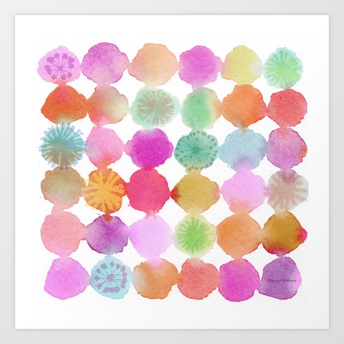 Pink Watercolor Dots Art Print