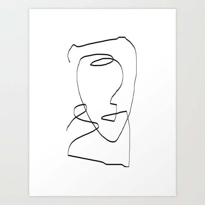 Abstract head, Minimalist Line Art Art Print