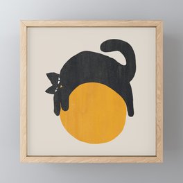 Cat with ball Framed Mini Art Print