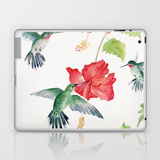 Hummingbirds and Hibiscus  Laptop & iPad Skin