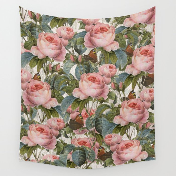 Floral roses pattern Wall Tapestry