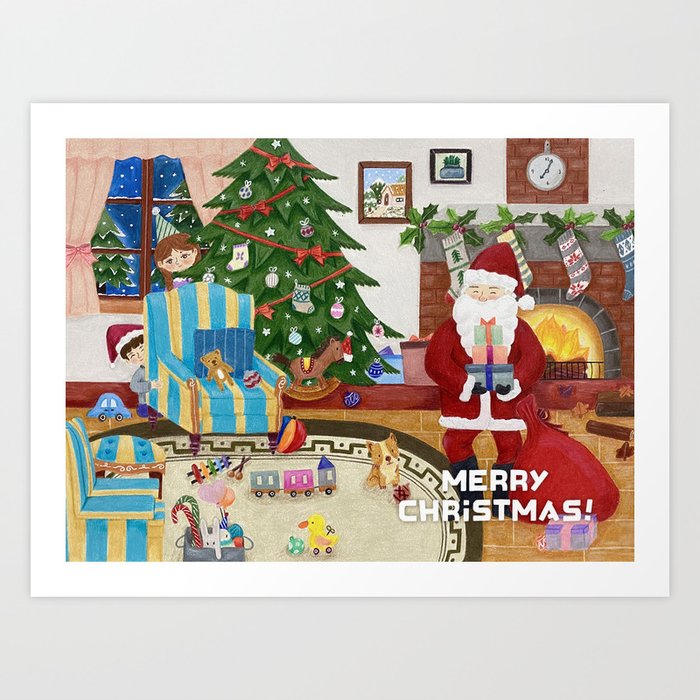 visit santa christmas card Art Print