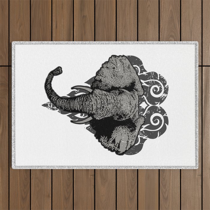 Cool Elephant Animal Illustration Outdoor Rug