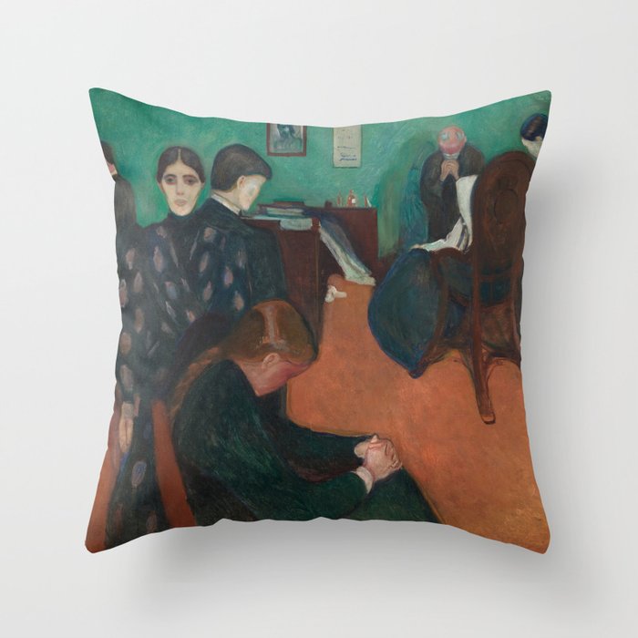 Death in the Sickroom by Edvard Munch Throw Pillow