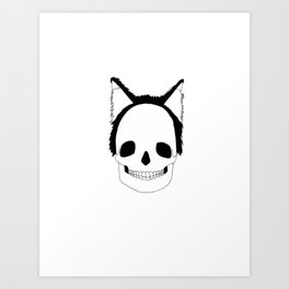 Skull with Cat Ears Art Print