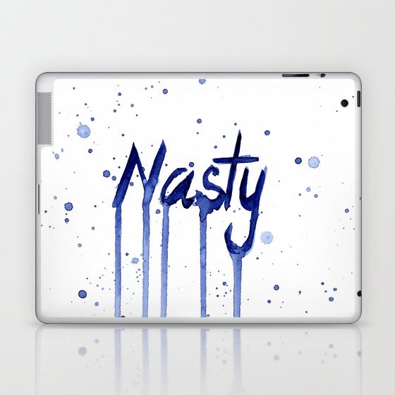 Nasty Woman Painting Blue Watercolor Splatters Laptop & iPad Skin