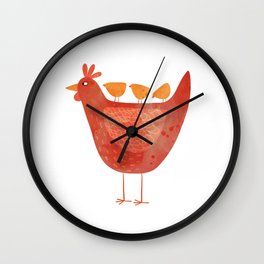 Hen and Chicks Wall Clock