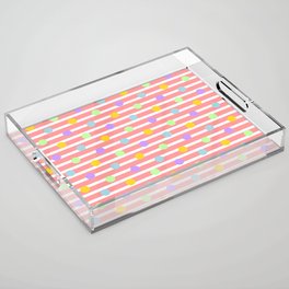 Pastel Dots and Stripes - coral Acrylic Tray