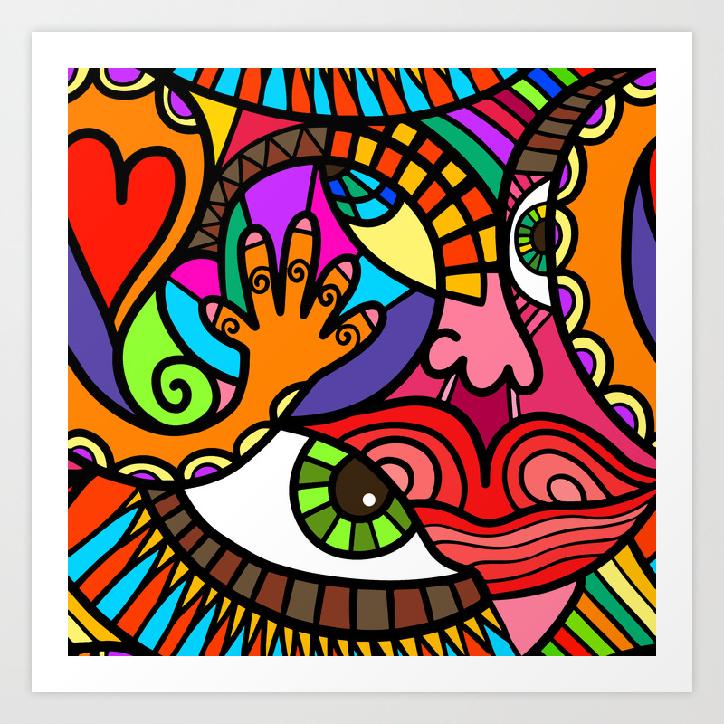 Fun Modern Abstract Face Cartoon Art Print By Prawny Society6