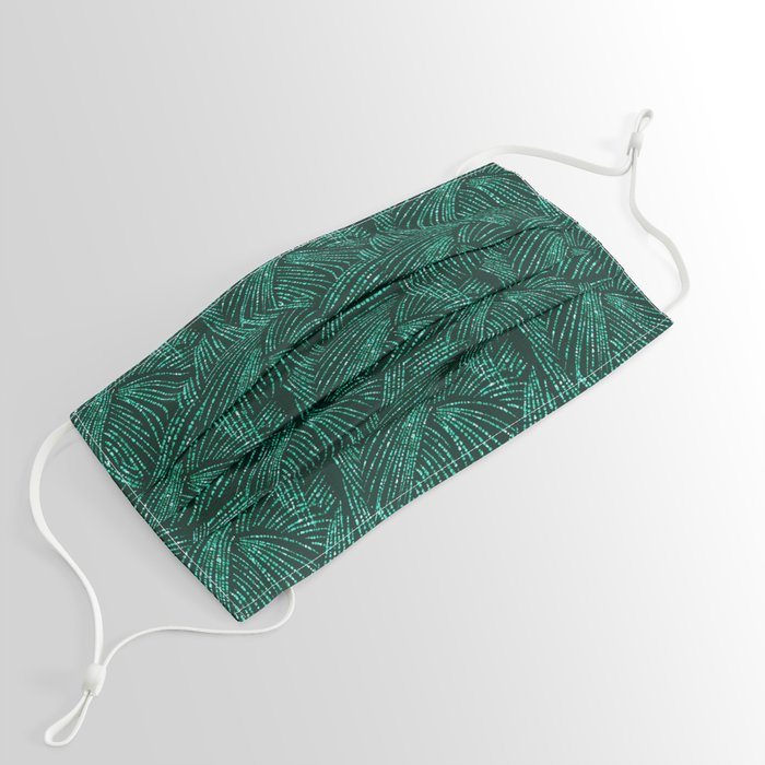 Elegant abstract black emerald green tropical palm tree Face Mask by