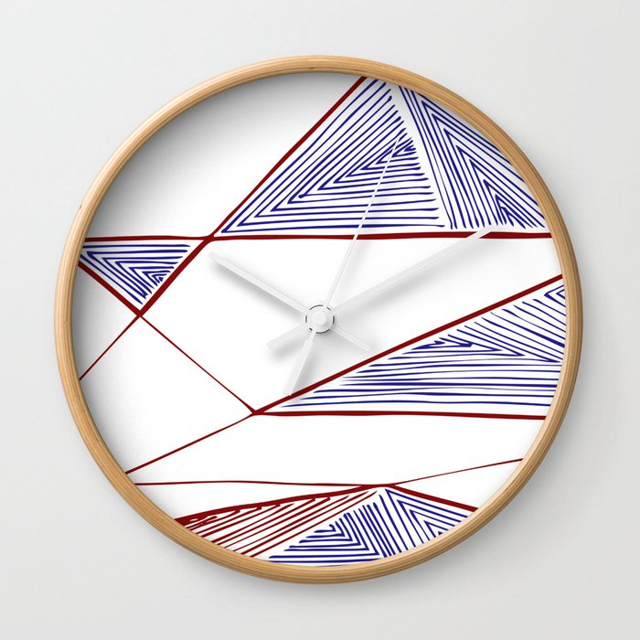 Triangles perspective colored ink-pen drawing Wall Clock
