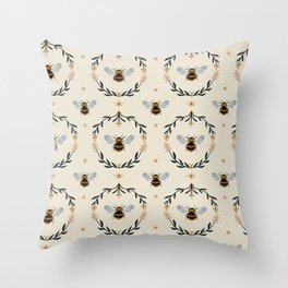 Ode to the Bumblebee (in cream) Throw Pillow