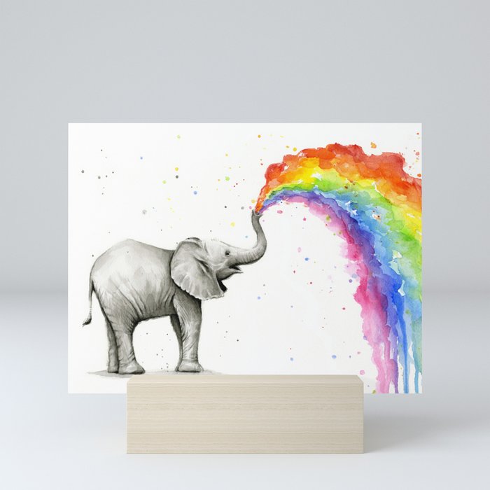 Rainbow Baby Elephant Mini Art Print