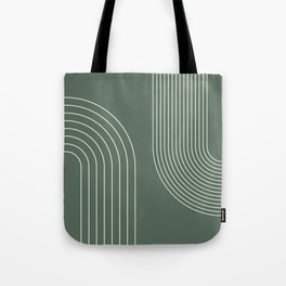 Geometric Lines in Sage Green 5 (Rainbow Abstraction) Tote Bag