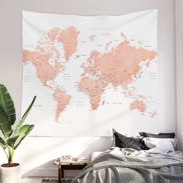 Society6 world map tapestry online