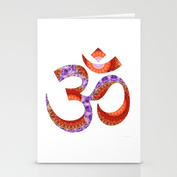 Beautiful Red And Purple Mandala Om 6- Sharon Cummings Stationery Cards