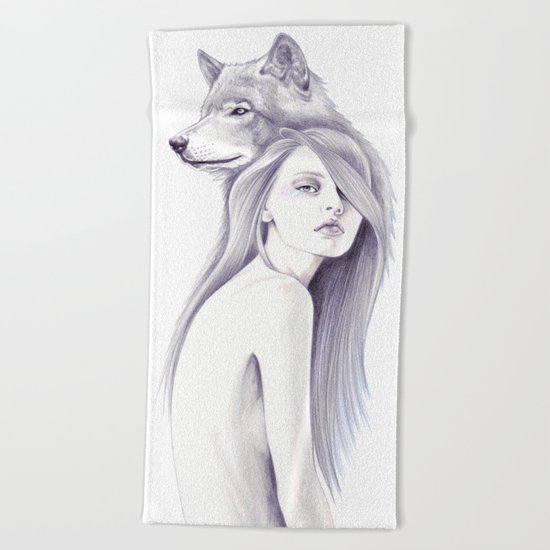 Wolf Shadow Beach Towel