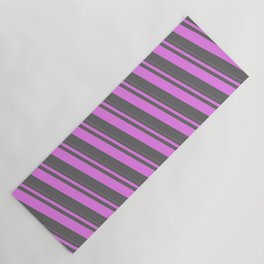 [ Thumbnail: Violet and Dim Grey Colored Pattern of Stripes Yoga Mat ]