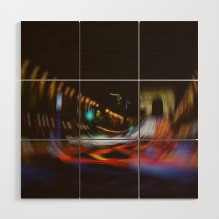 Unfocused Paris Nº 7 | Psychedelic Champs Elysées avenue at night | Out of focus photography Wood Wall Art