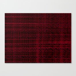 Crimson Red Grid Line Pattern Canvas Print