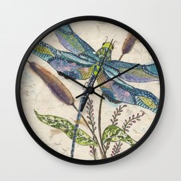 ""Dragonflies and Cattails" Wall Clock