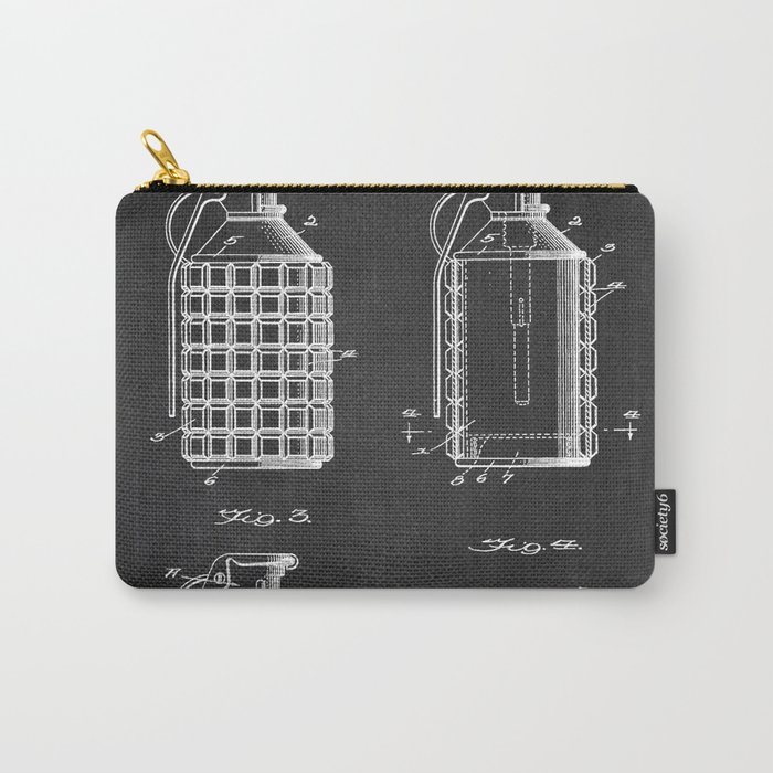 Hand grenade chalkboard patent Carry-All Pouch