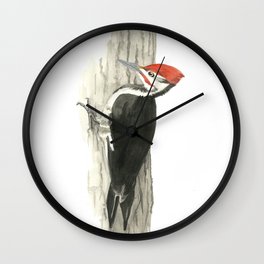 Pileated Woodpecker - Watercolor Wall Clock