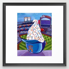Mets Ice Cream Helmet Framed Art Print