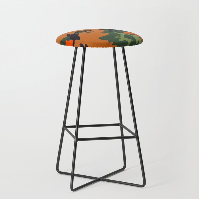 Camouflage Pattern Orange/Green Bar Stool by ros ...