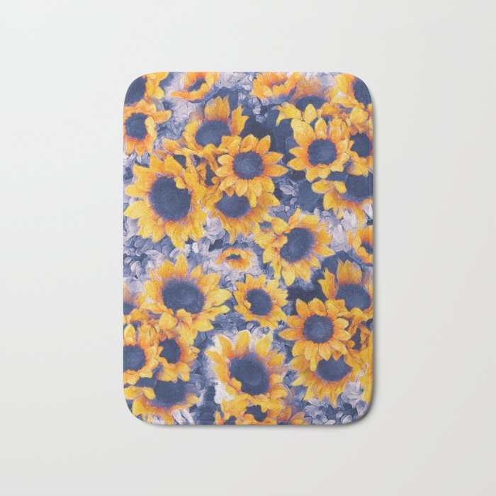 Sunflowers Blue Bath Mat