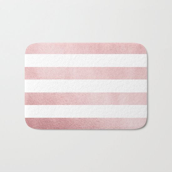 Simply Stripes in Rose Gold Sunset Bath Mat