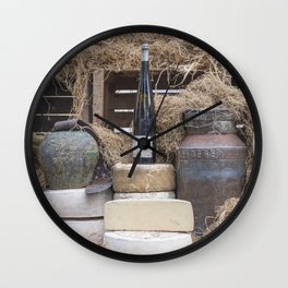 Cheese and wine at a french farmersmarket - france street and travel photography Wall Clock
