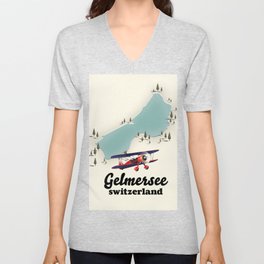 Gelmersee lake map V Neck T Shirt
